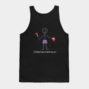 Funny Mens Firefighter Guy Illustration Tank Top